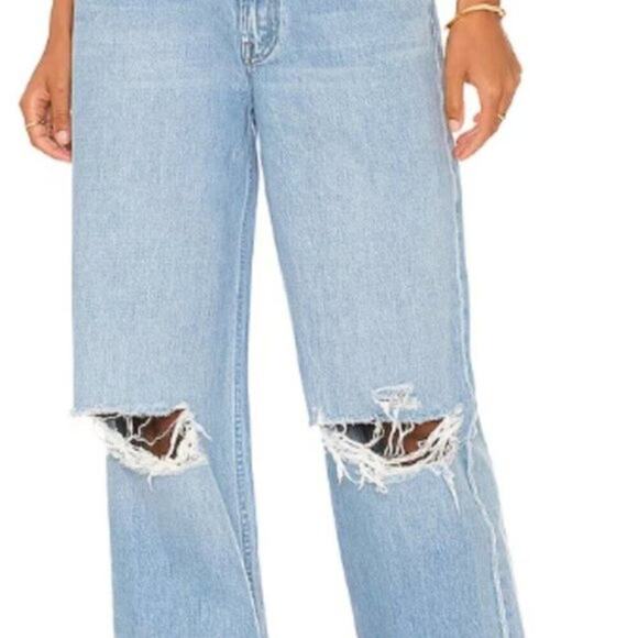 Mother The Fun Dip Puddle Slice Distressed Jeans size 12 - Picture 6 of 10